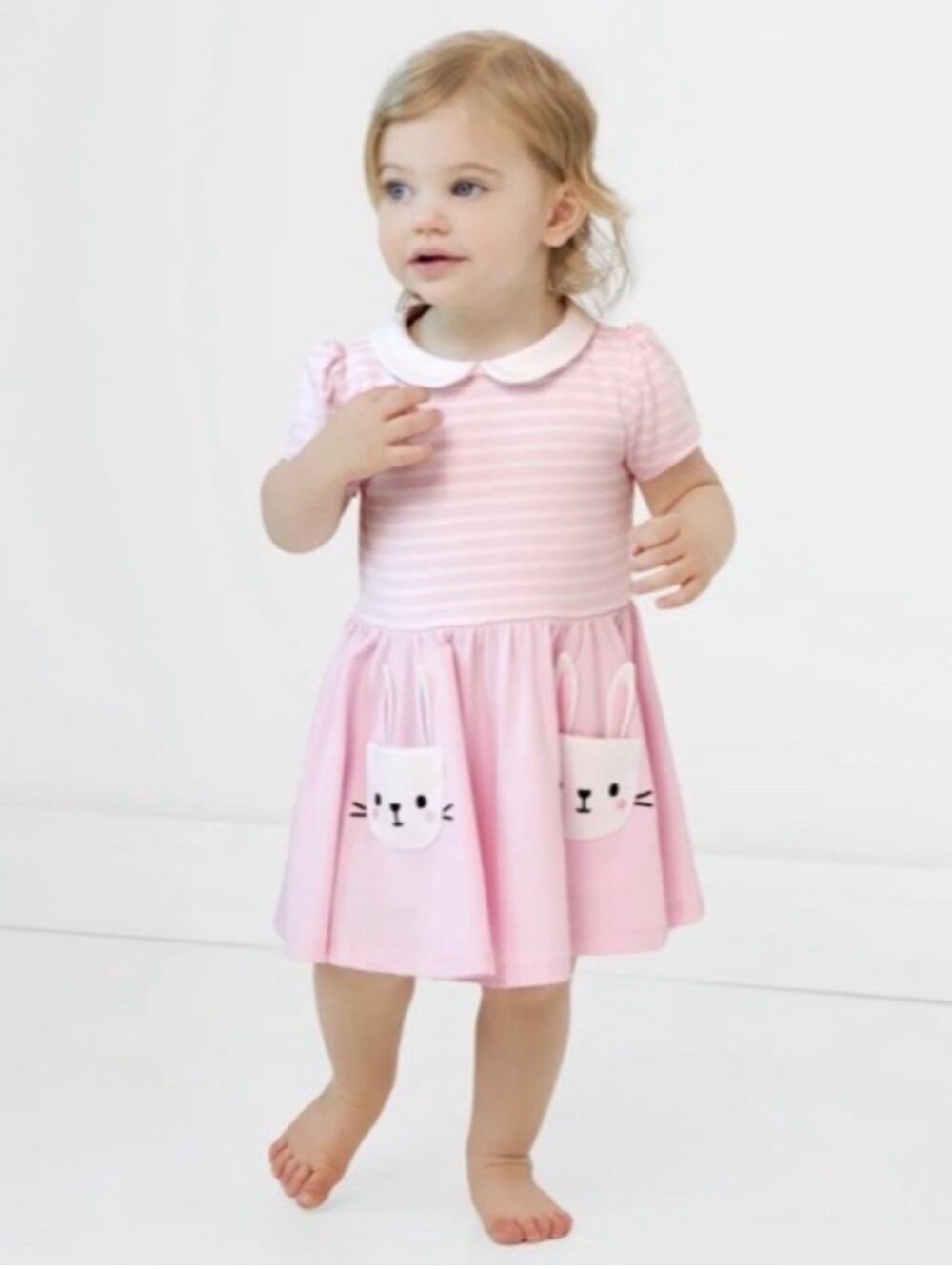 Little Sleepies Bunny Pink Dress with Bloomers - 18-24M